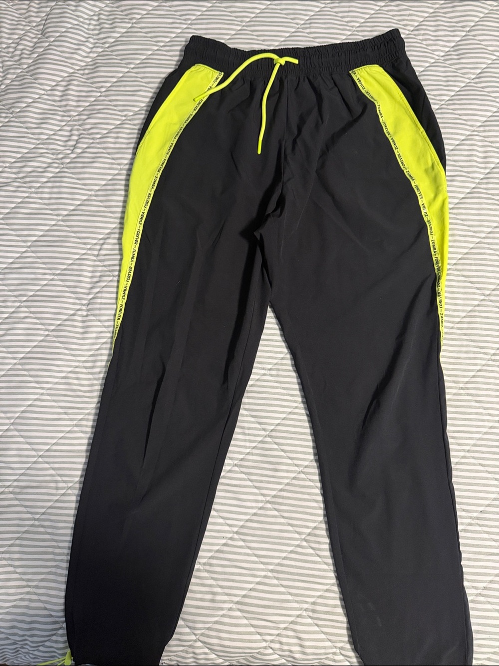 Unisex Zumba Fitness Black Joggers with Neon Yellow Trim